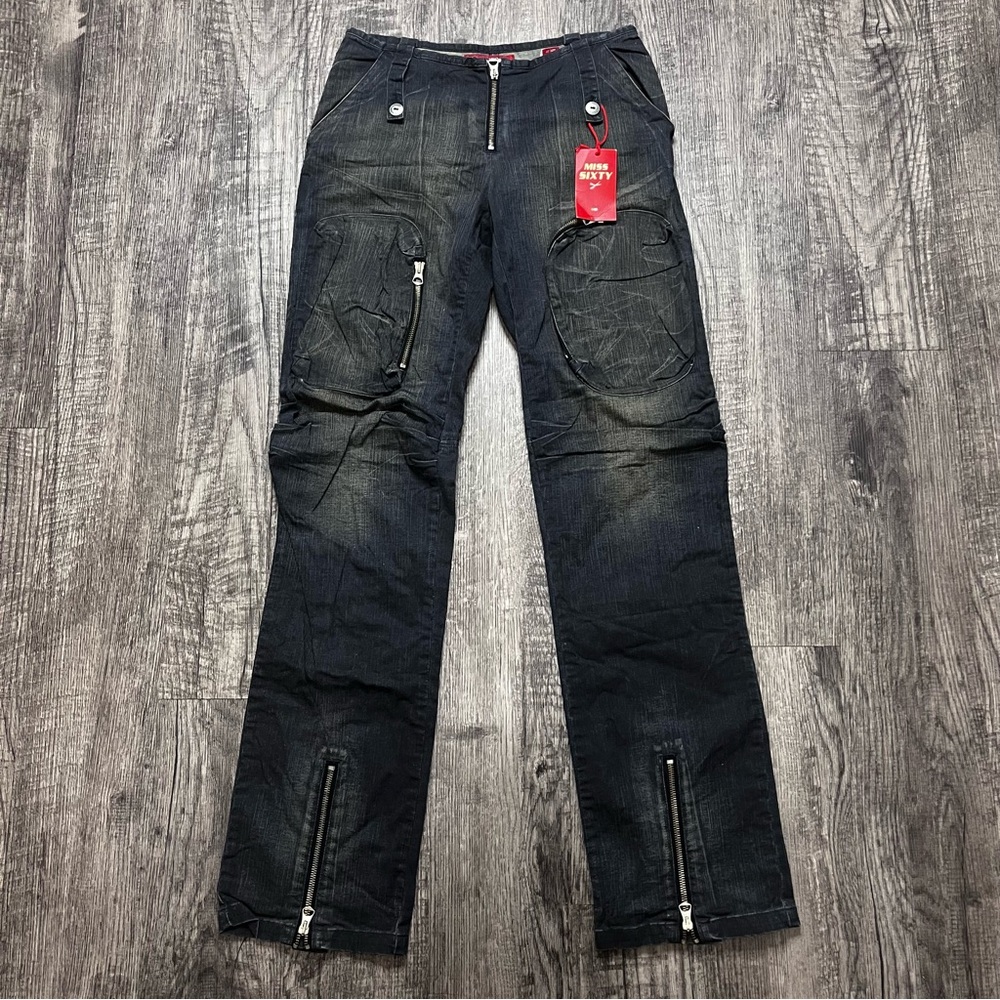 Vintage Miss Sixty Jeans Womens Size 27 Gray Cargo Denim Y2K 90s Made In Italy